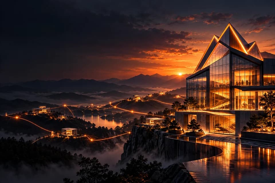 Architectural concept illustration; not an actual MOUNDWEB location